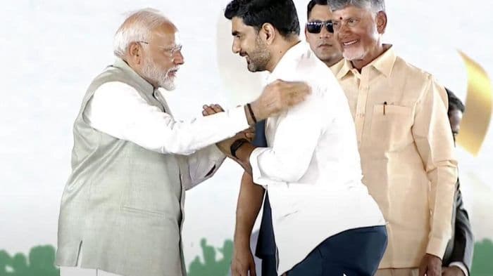 Andhra minister Nara Lokesh, MPs meet PM Modi after Amaravati Bill clearance