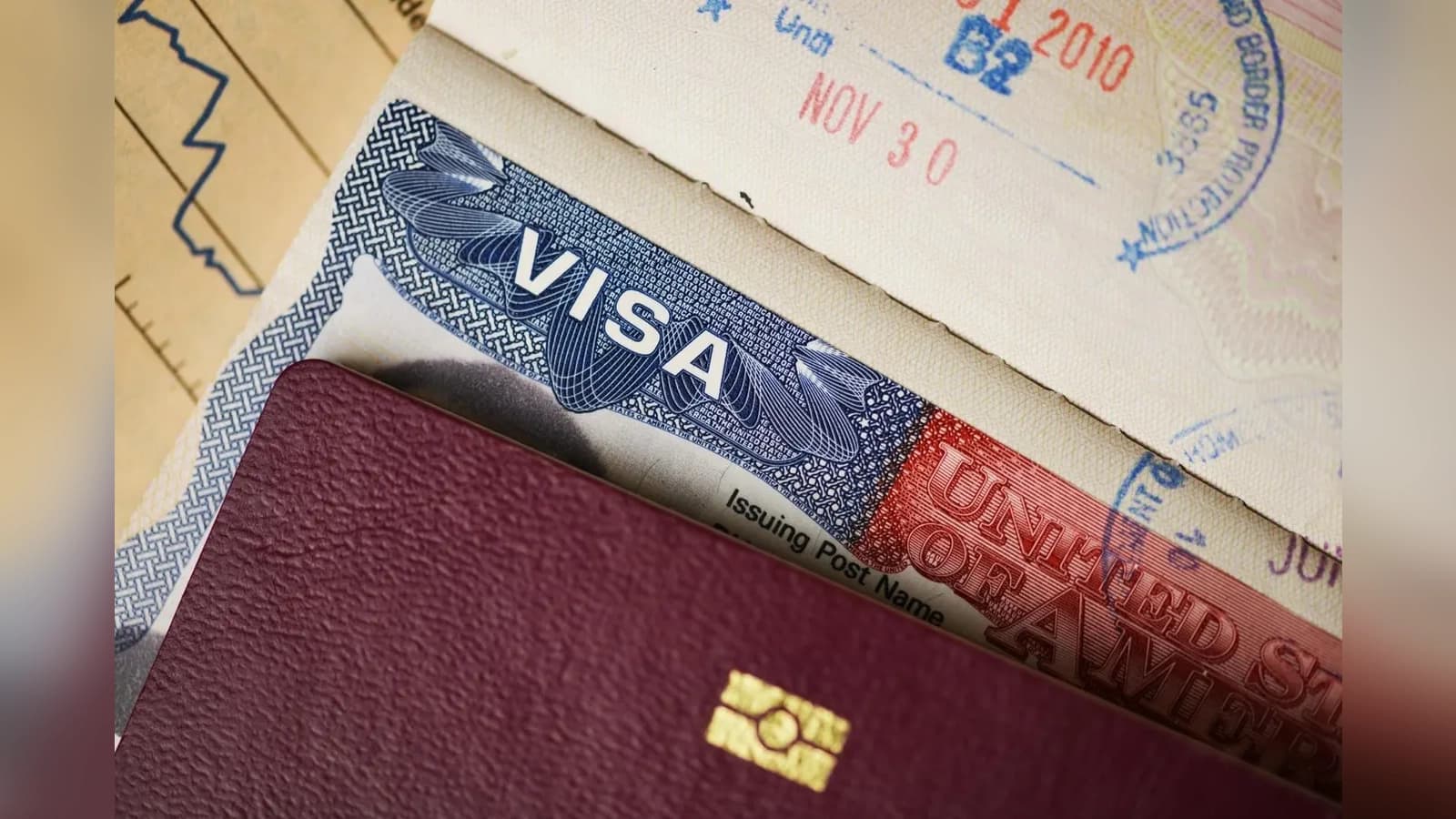 For a visa photograph: “Close-up of a US visa page in a passport.” Adjust to match the actual image.