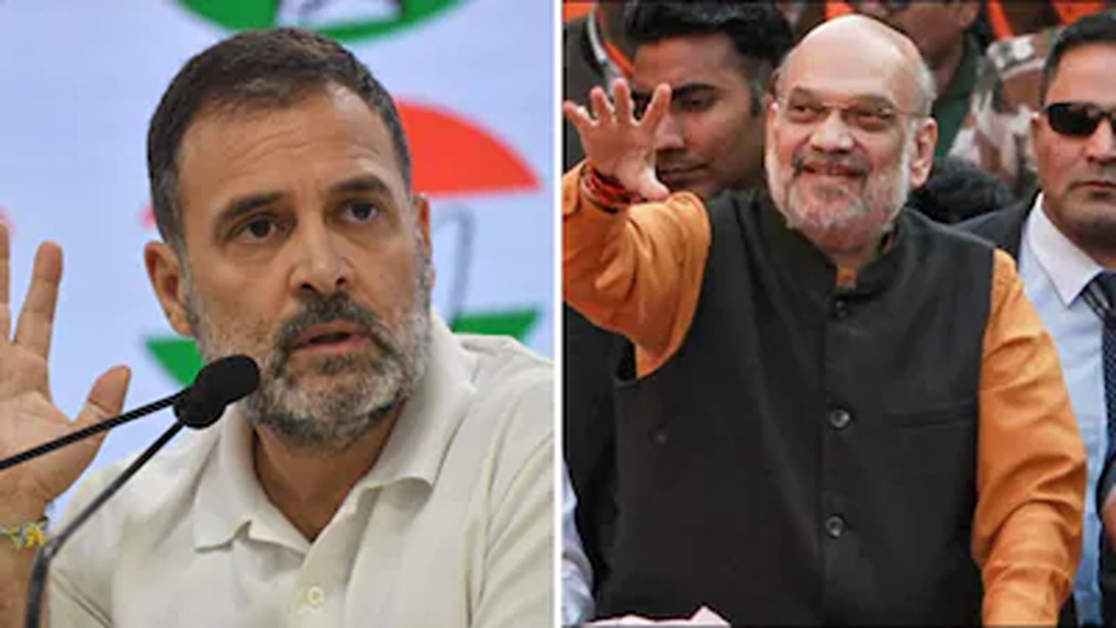 Amit Shah and Rahul Gandhi during the Parliament standoff over student protests