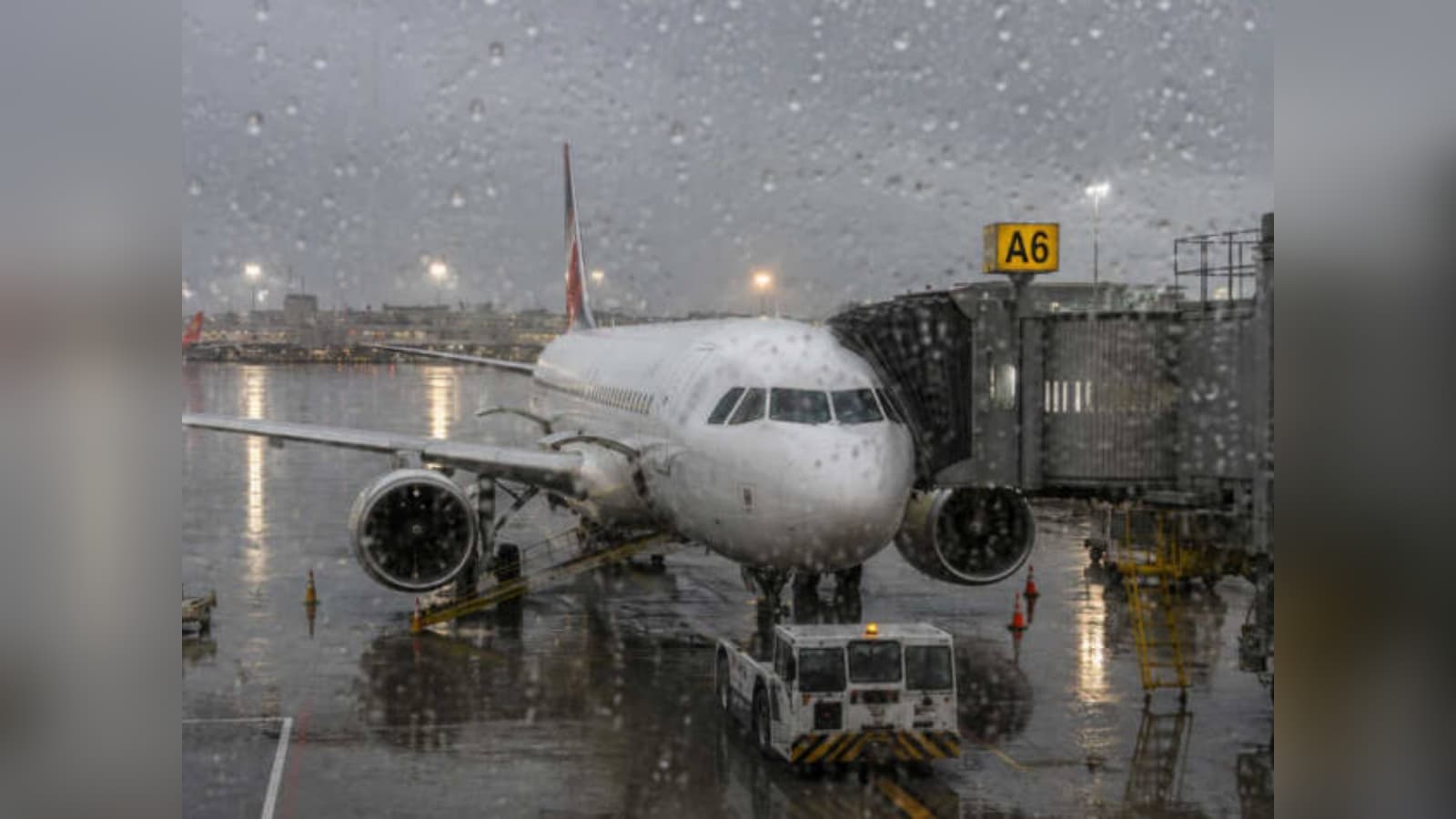 Aircraft operations disrupted at Delhi airport amid heavy rain and thunderstorms on Aug. 24, 2026.