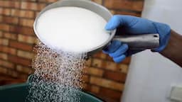 Sugar being sold in an Indian market as domestic sugar prices rise amid supply and production concerns.