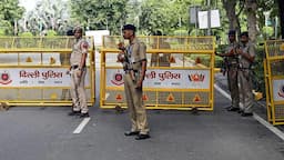 Delhi Police security deployment near Jantar Mantar during October 2026 protests amid Section 163 BNSS restrictions.