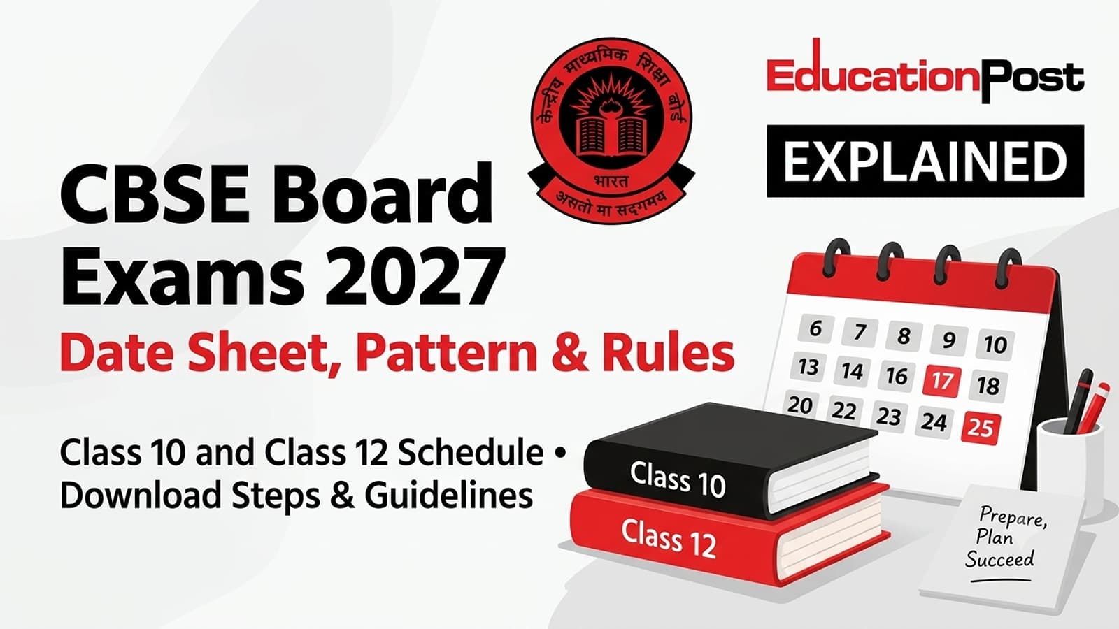 CBSE Board Exams 2027 date sheet, exam pattern and examination rules for Class 10 and 12 students